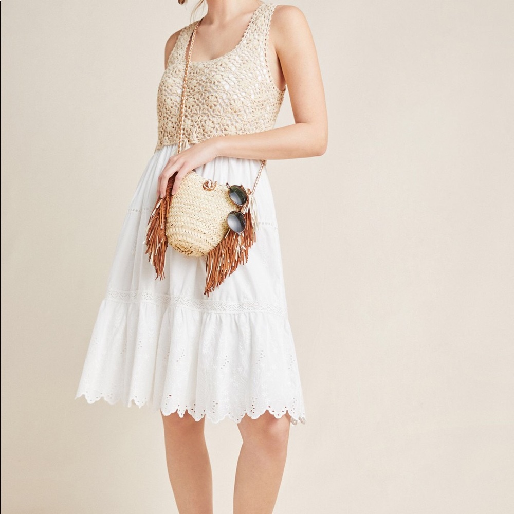Anthropologie Brittney Crochet Top Eyelet Dress